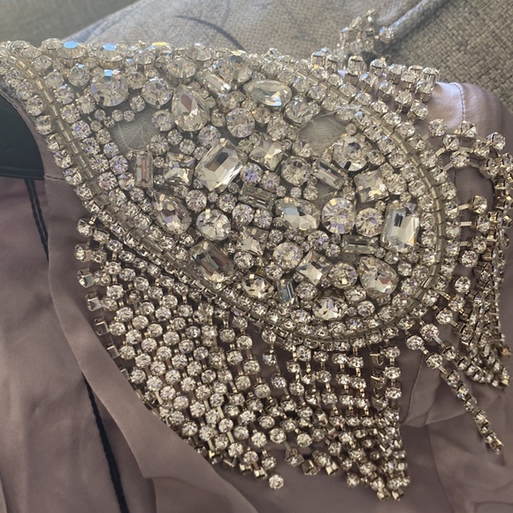 Alessandra Rich Crystal Embellished Lavender Silk Gown Size 36 - Picture 7 of 12